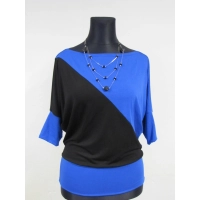 Bluzka Aga dwukolorowe kimono asymetryczne czarny/chaber